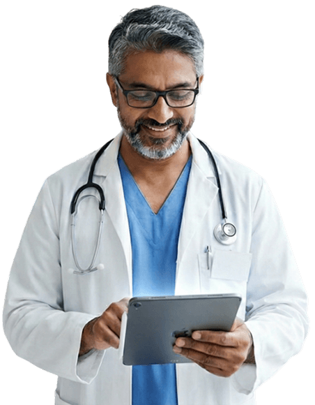 Doctor using tablet